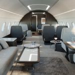 Intérieur d’ACJ TwoTwenty avec espace salon et suite
