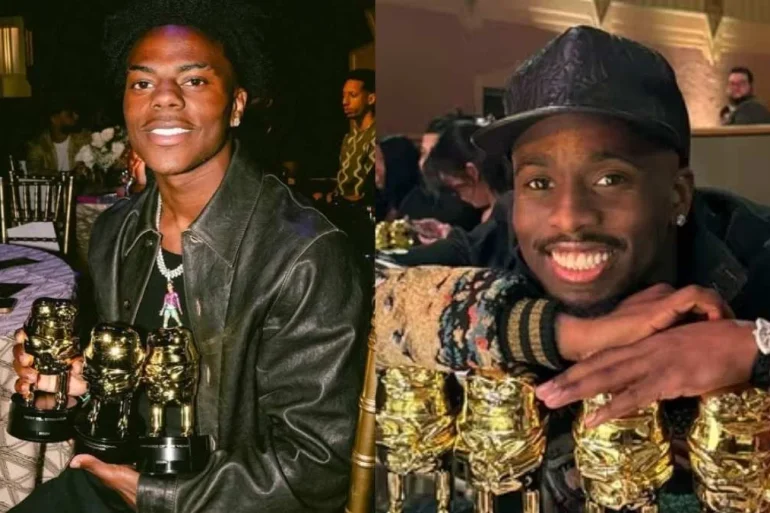IShowSpeed tout sourire, les bras chargés de trophées après son sacre de Streamer de l’année 2025.