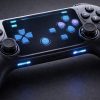 Concept de manette PlayStation avec interface tactile, pensé pour afficher et personnaliser les commandes.