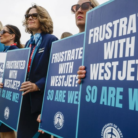 La grève des agents de bord de WestJet entraîne des centaines d’annulations de vols à travers le Canada.