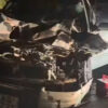 La voiture de Hochdeh après l’accident sur la Sagana Highway. Le créateur kényan a partagé lui-même les images de l’épave.