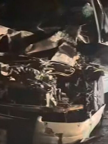 La voiture de Hochdeh après l’accident sur la Sagana Highway. Le créateur kényan a partagé lui-même les images de l’épave.