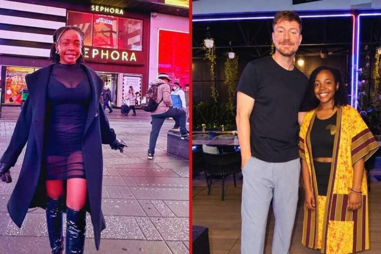 Miss Trudy aux côtés de MrBeast lors de la visite du YouTubeur au Ghana.