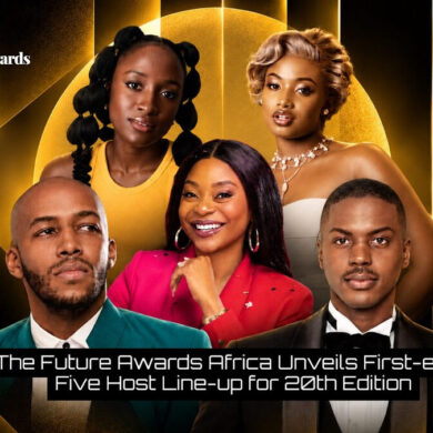 Les cinq animateurs annoncés pour la 20e édition de The Future Awards Africa, issus du Nigeria, de Tanzanie, du Malawi, du Botswana et du Kenya.