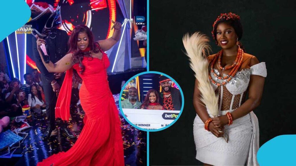 Temi Nkem célèbre sa victoire sur le plateau de la finale de BBNaija saison 11