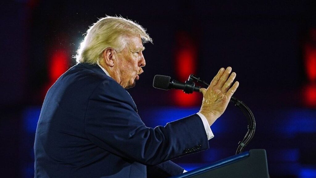 Donald Trump lors d’une prise de parole publique.