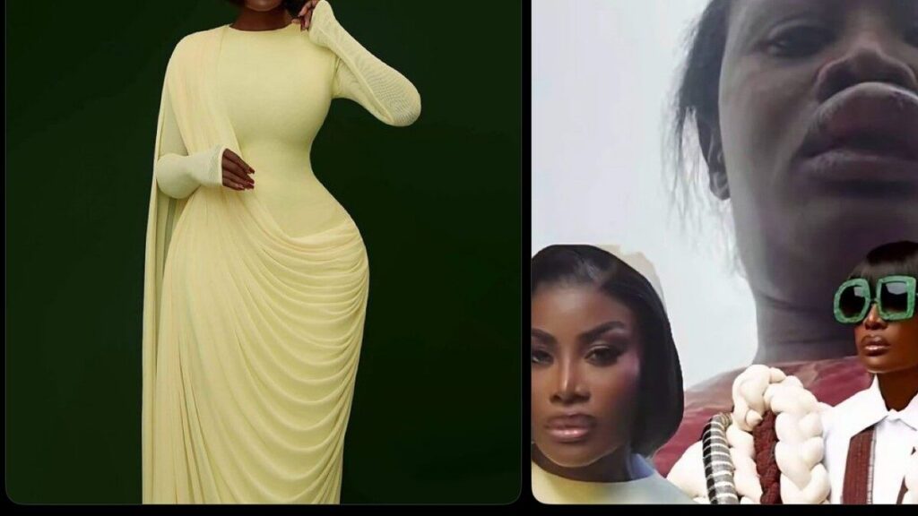 Collage montrant Nana Akua Addo et une image relayée dans le contexte des accusations.