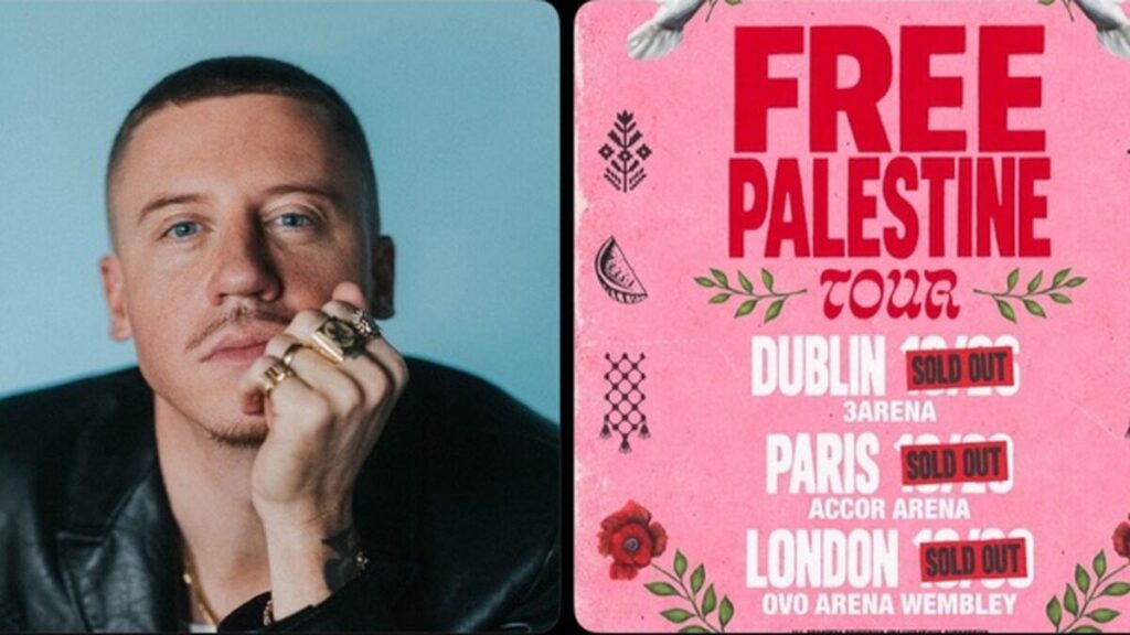 Macklemore et l’affiche de la tournée Free Palestine