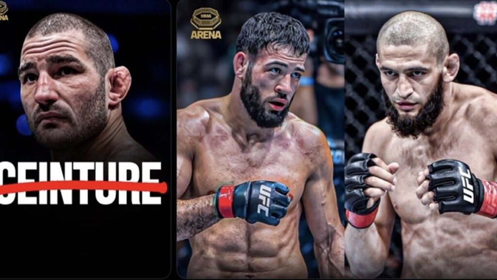 Sean Strickland, Nassourdine Imavov et Khamzat Chimaev dans un montage consacré à l’UFC.